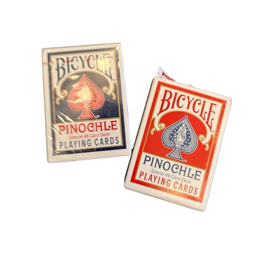 Bicycle Bundle of (2) Pinochle Deck of Cards Red and Blue Card Game New and Open